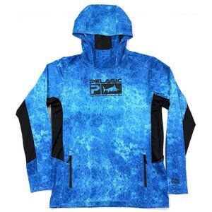 Pelagic Mens Exo Tech Hoodie Sz Small Pullover Fishing Long Sleeve Face Mask UPF